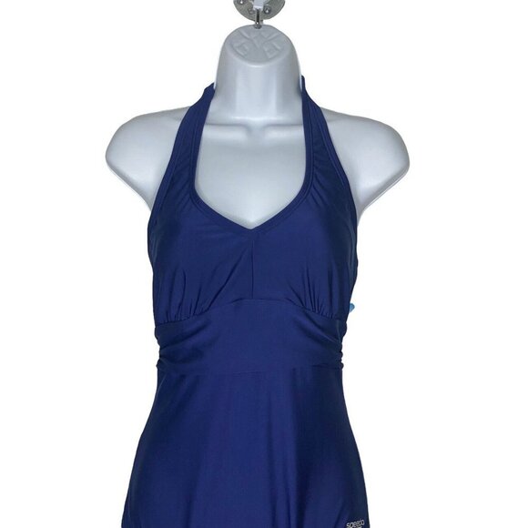 Speedo Women's One Piece Halter Swimsuit Swimwear UPF 50 Peacoat Size Medium - Picture 4 of 10